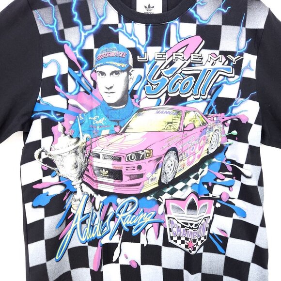 Adidas Jeremy Scott Shirt JS Rally NASCAR Style Print Tee Adult Size Small - Picture 3 of 13
